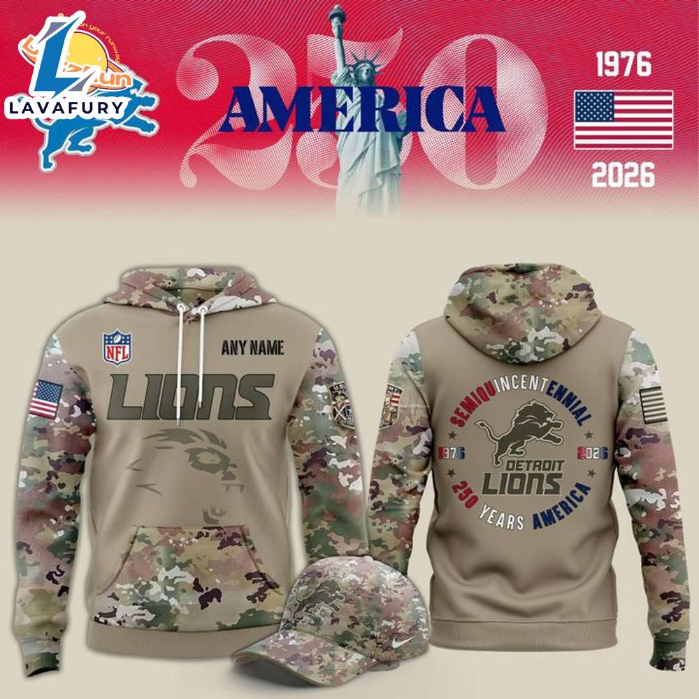 2026 Limited Premium Edition Detroit Lions x 250 years America x Flag Day Pullover Hoodie Veteran Day