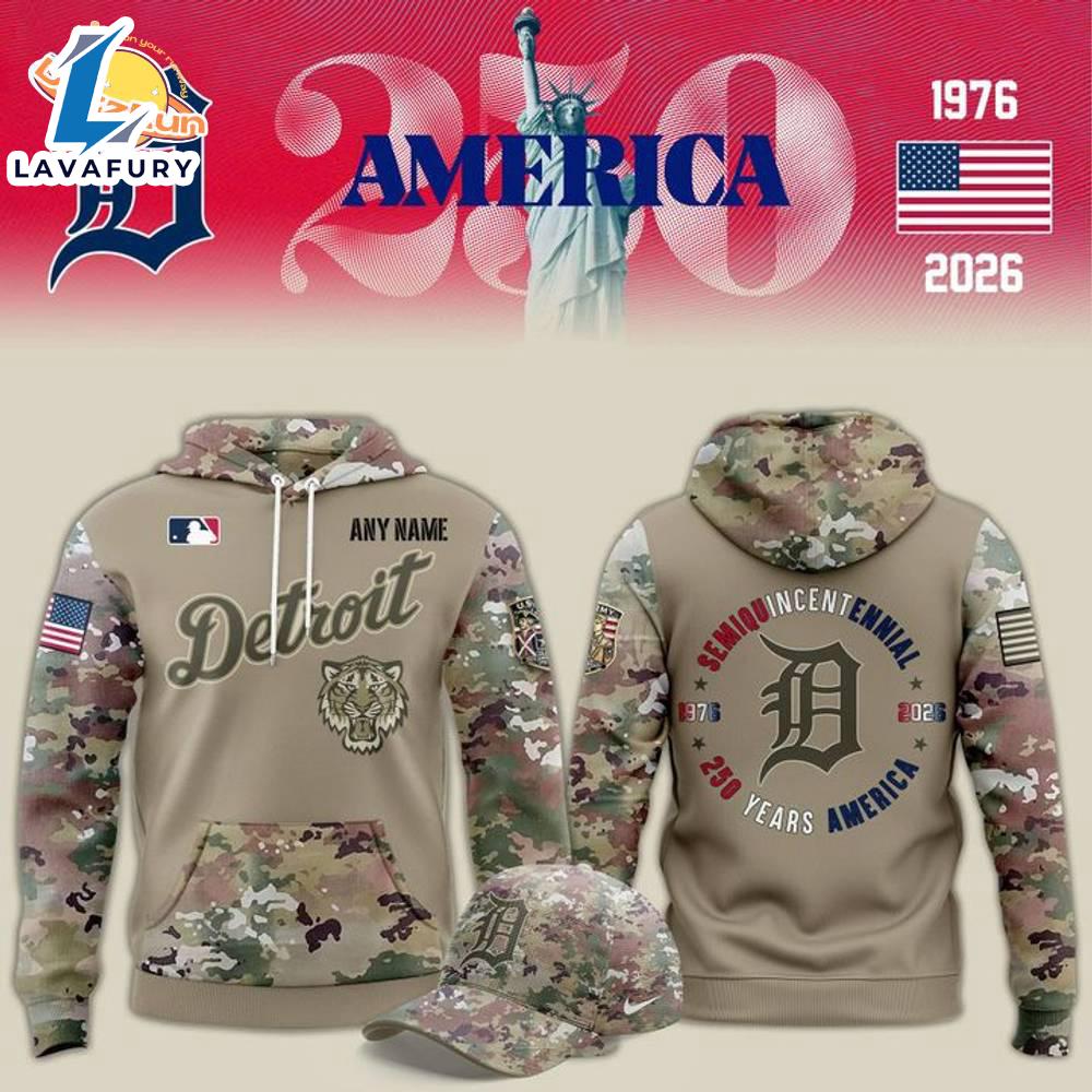 2026 Limited Premium Edition Detroit Tigers x 250 years America x Flag Day Pullover Hoodie Veteran Day