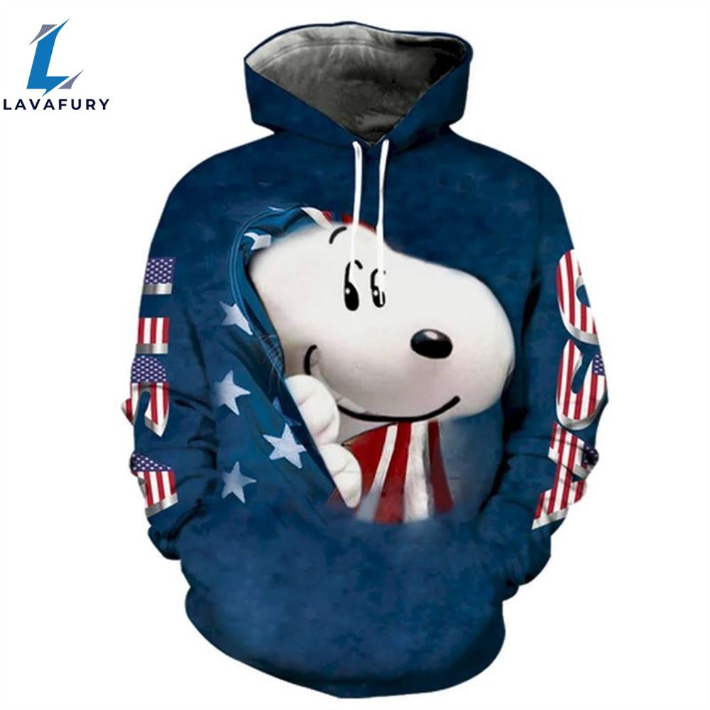 American Flag Snoopy Cartoon Movie 3d All Over Print Shirt