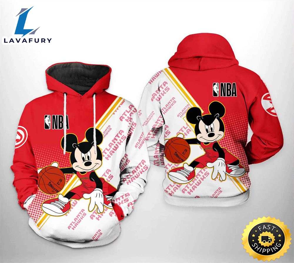 Atlanta Hawks NBA Mickey 3D Printed Hoodie