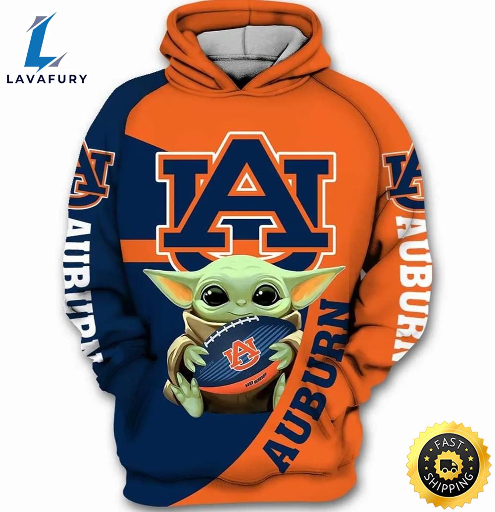 Auburn Tigers Baby Yoda Star Wars 3d Hoodie Auburn Tigers Gifts For Her