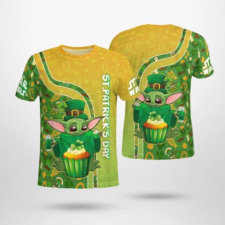 BABY YODA SW PATRICK'S DAY 3D T-SHIRT