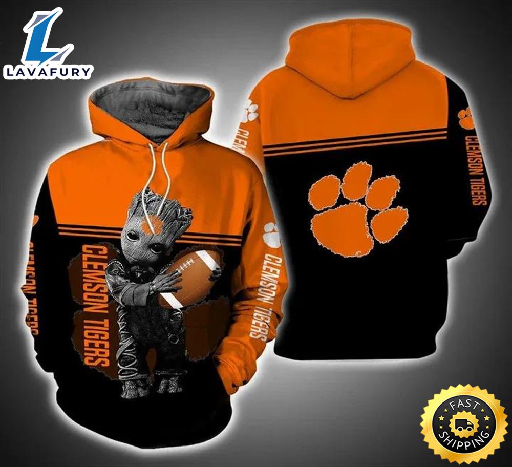 Baby Groot Hug Ball Clemson Tigers 3d Hoodie Clemson Tigers Unique Gifts