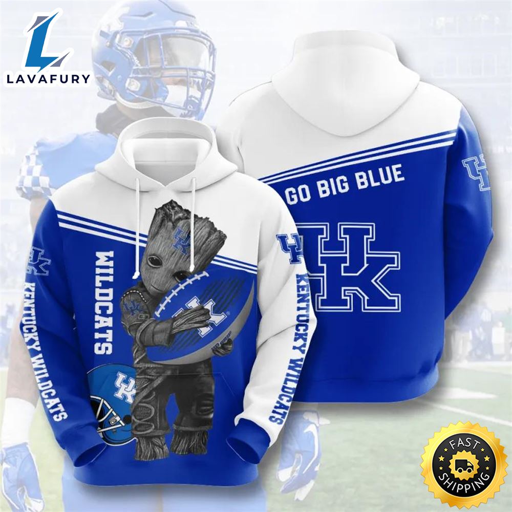 Baby Groot Hug Ball Kentucky Wildcats 3d Hoodie Ncaa Basketball Gifts