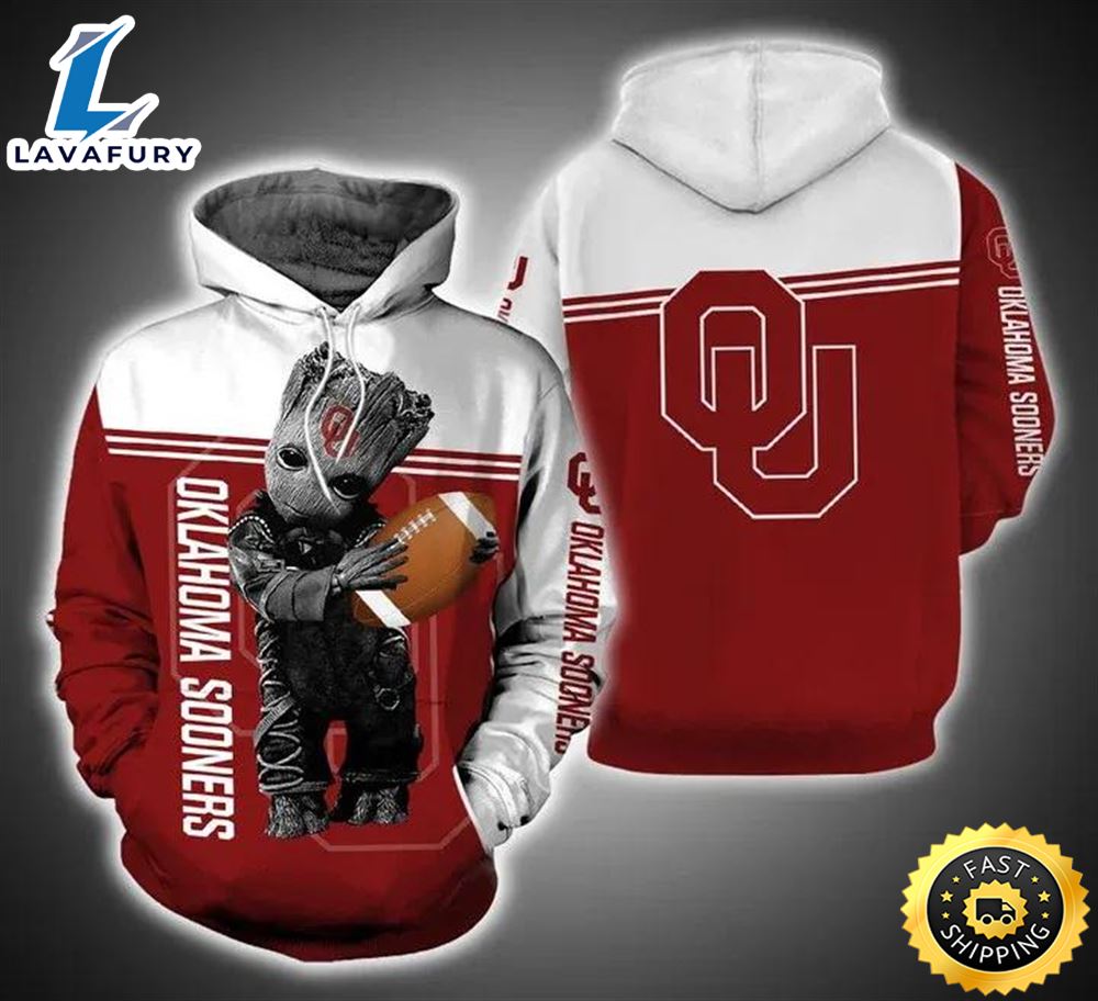 Baby Groot Hug Ball Oklahoma Sooners 3d Hoodie Ncaa Basketball Gifts