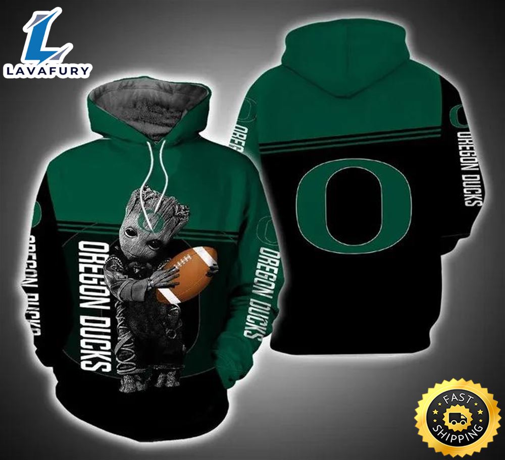 Baby Groot Hug Ball Oregon Ducks 3d Hoodie Oregon Ducks Fans Gift