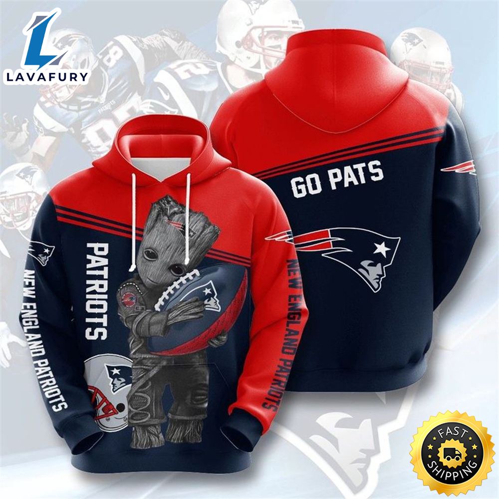 Baby Groot New England Patriots Men 3d Hoodie All Over Print
