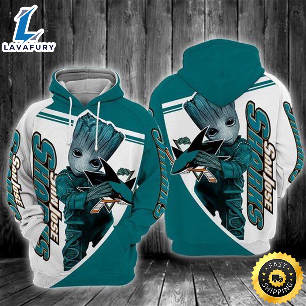 Baby Groot San Jose Sharks 3d All Over Print Hoodie