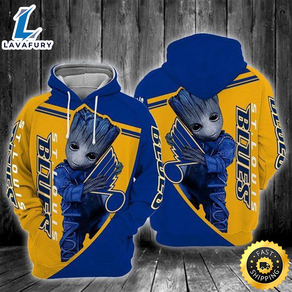 Baby Groot St. Louis Blues 3d All Over Print Hoodie