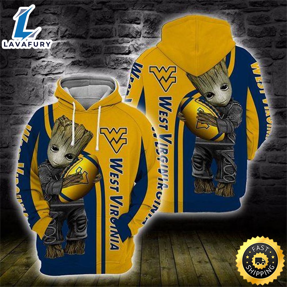 Baby Groot West Virginia Mountaineers 3d All Over Print Hoodie