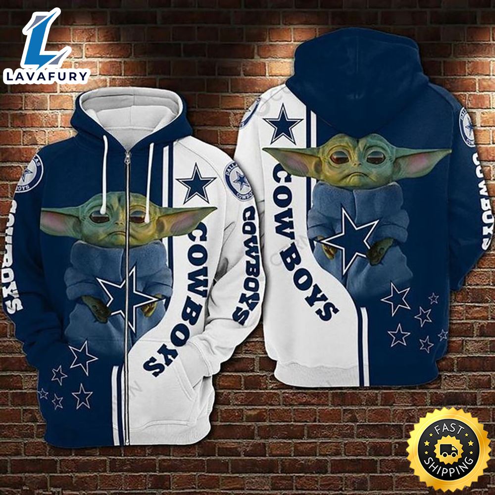 Baby Yoda Dallas Cowboys Football Teaming 3d Hoodie All Over Print