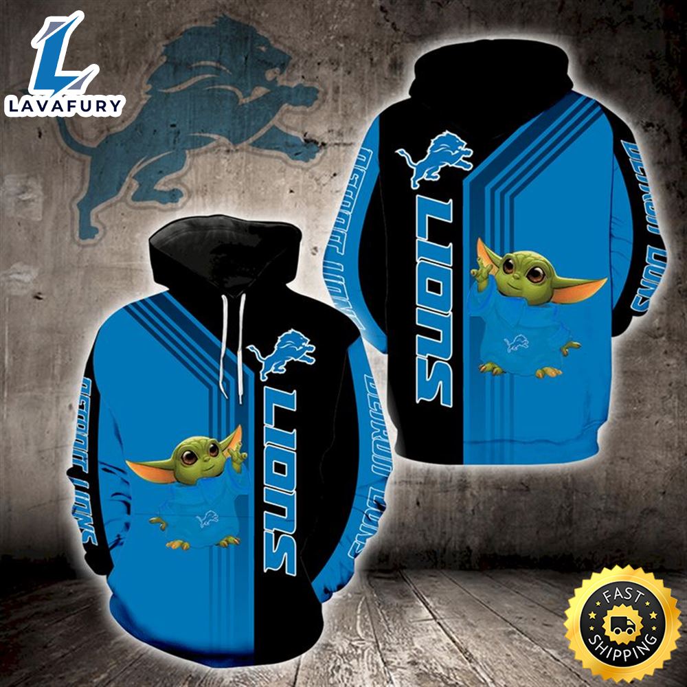 Baby Yoda Detroit Lions 3d Hoodie All Over Print Cool Detroit Lions Gifts