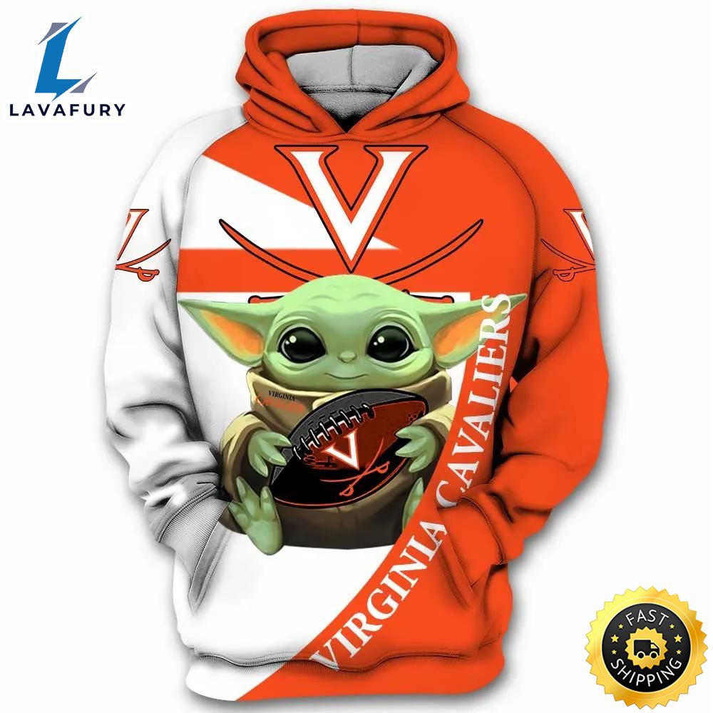 Baby Yoda Hug Ball Virginia Cavaliers 3d Hoodie Virginia Cavaliers Gift Ideas For Him