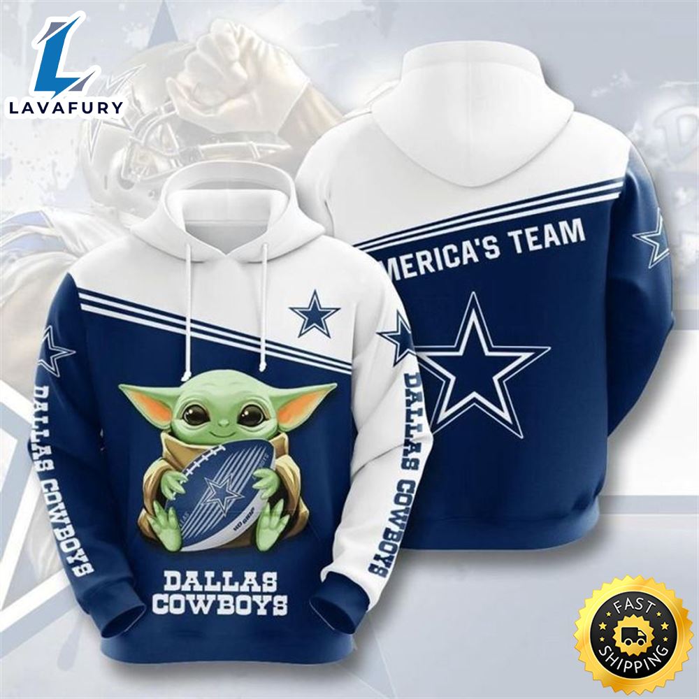 Baby Yoda Hug Dallas Cowboys Star Wars 3d Hoodie All Over Print