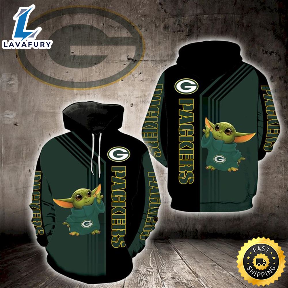 Baby Yoda Lovers Green Bay Packers 3d Hoodie All Over Printed