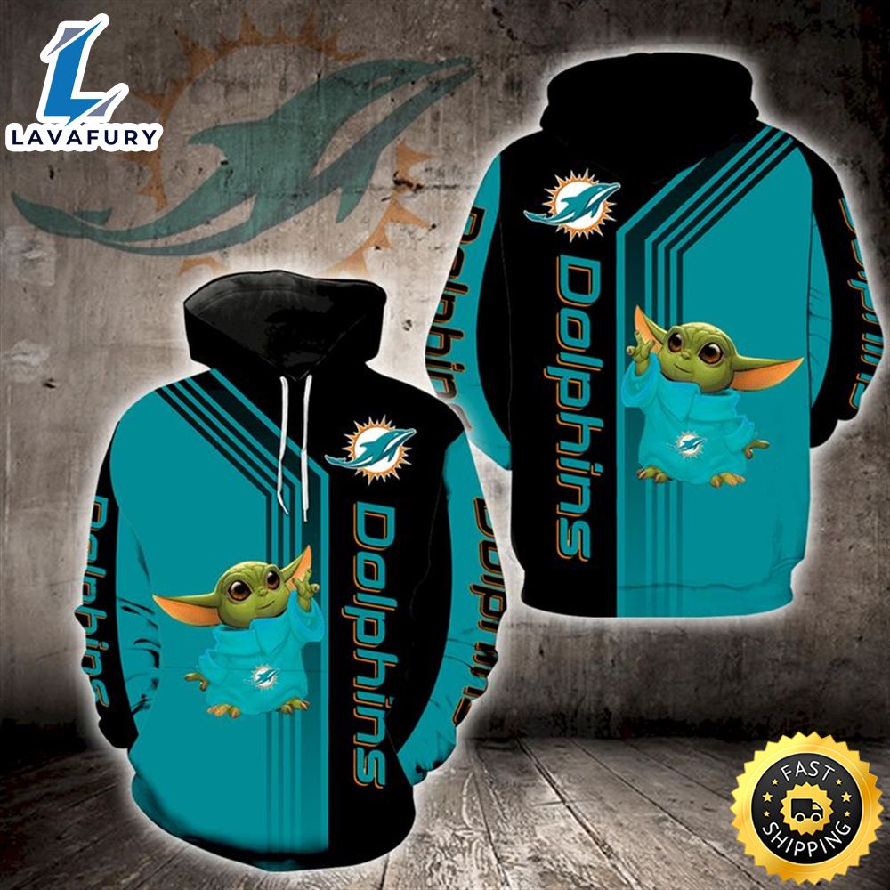 Baby Yoda Lovers Miami Dolphins 3d Hoodie All Over Print