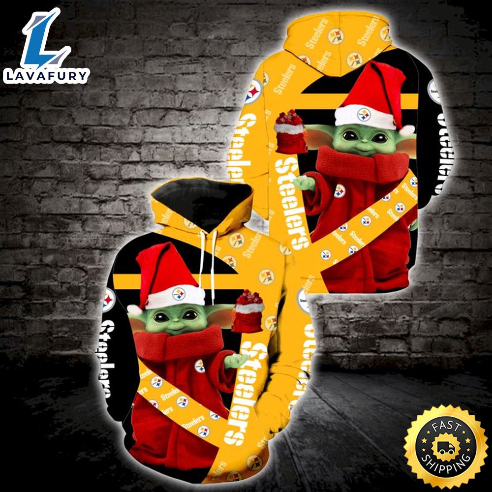 Baby Yoda Lovers Pittsburgh Steelers Christmas 3d Hoodie All Over Printed