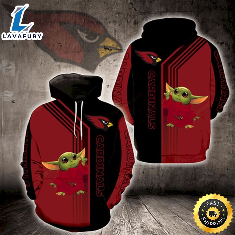 Baby Yoda Star Wars Arizona Cardinals Gift For Sport Fans 3d Hoodie All Over Print