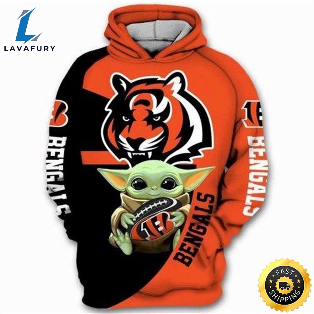 Baby Yoda Star Wars Cincinnati Bengals Tiger 3d Hoodie All Over Print