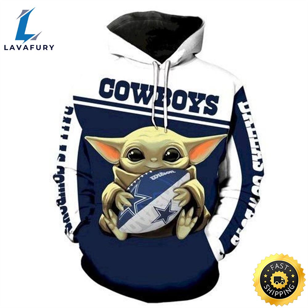 Baby Yoda Star Wars Dallas Cowboys 3d Hoodie All Over Print