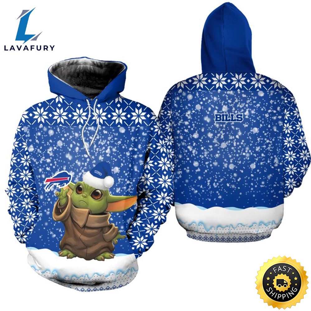 Buffalo Bills Christmas Pattern YODA Football NFL All Over Print Hoodie Shirt
