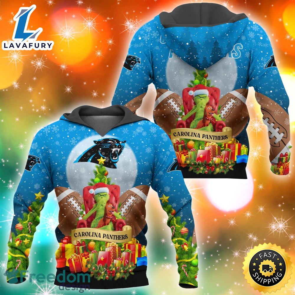Carolina Panthers Nfl Grinch Christmas Tree 3d Hoodie Pullover Prints