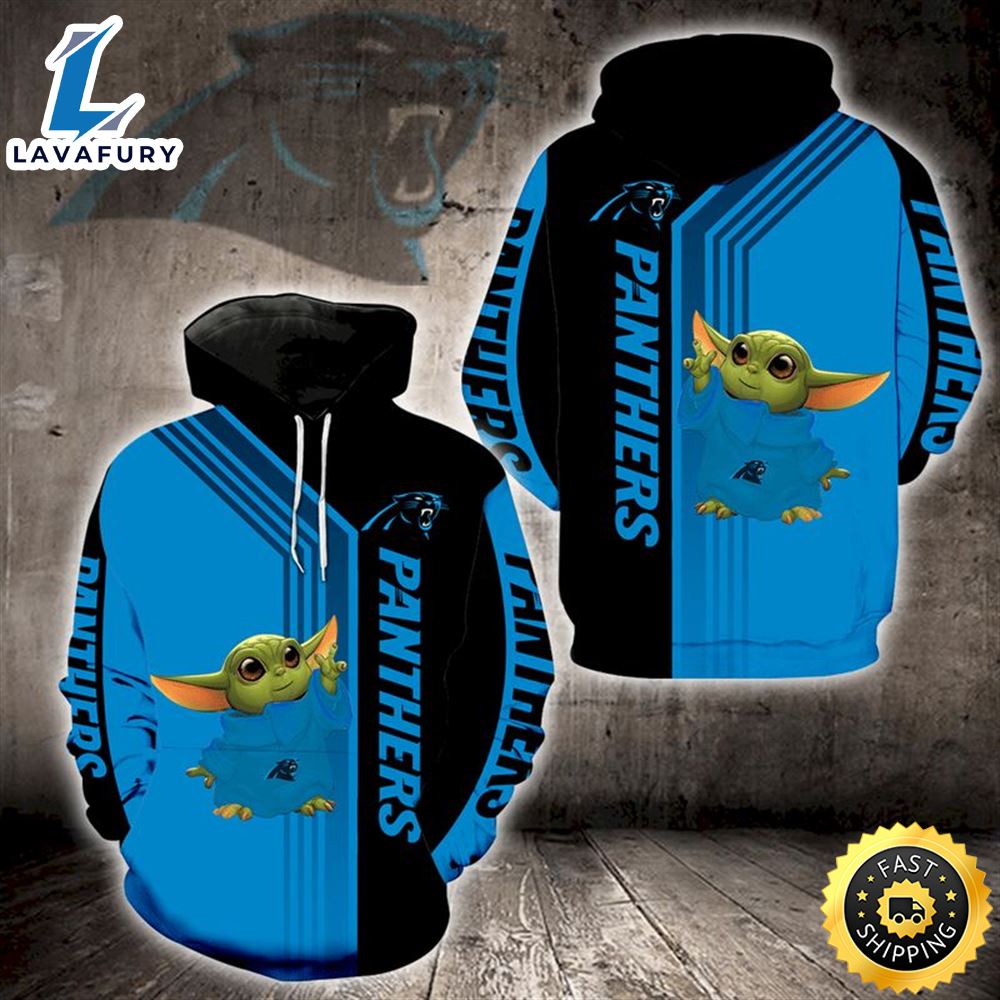 Carolina Panthers Yoda 3d Hoodie All Over Print Carolina Panthers Fathers Day Gifts