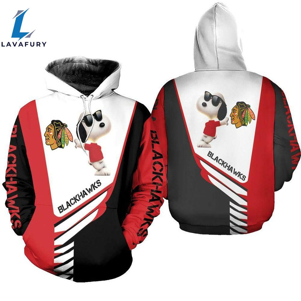 Chicago Blackhawks Snoopy For Lover Hoodie Cartoon Movie 3d All Over Print Shirt