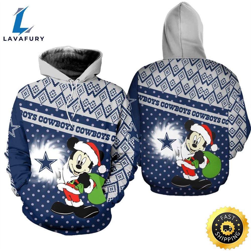 Dallas Cowboys Christmas Mickey Football NFL All Over Print Hoodie Shirt