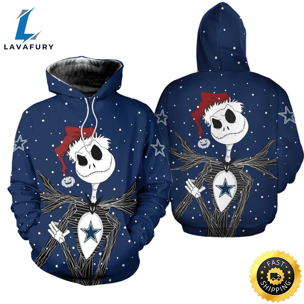 Dallas Cowboys Jack Skellington Christmas Football NFL All Over Print Hoodie Shirt