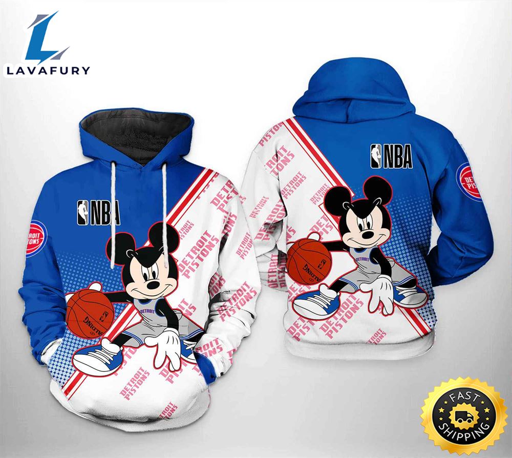 Detroit Pistons NBA Mickey 3D Printed Hoodie