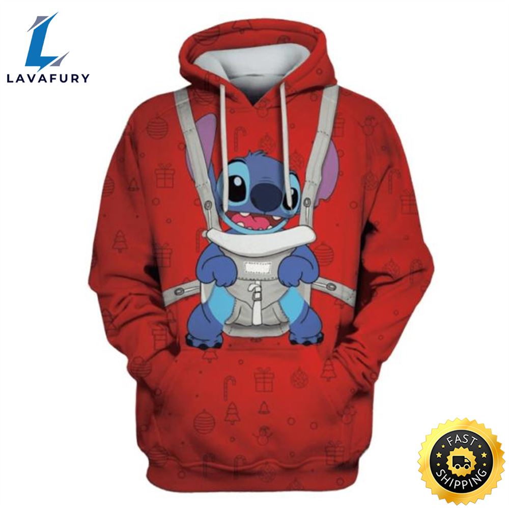Disney Stitch Hoodie Stitch In Baby Carrier Christmas 3d Hoodie