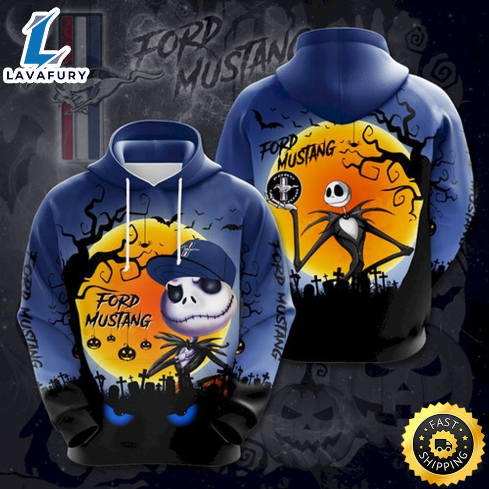 Ford Mustang Jack Skellington All Over Printed 3d Hoodie
