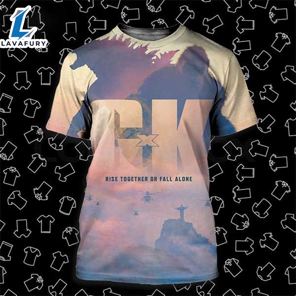 Godzilla X Kong 2024 The New Empire Official Poster Rise Together Or Fall Alone All Over Print Shirt