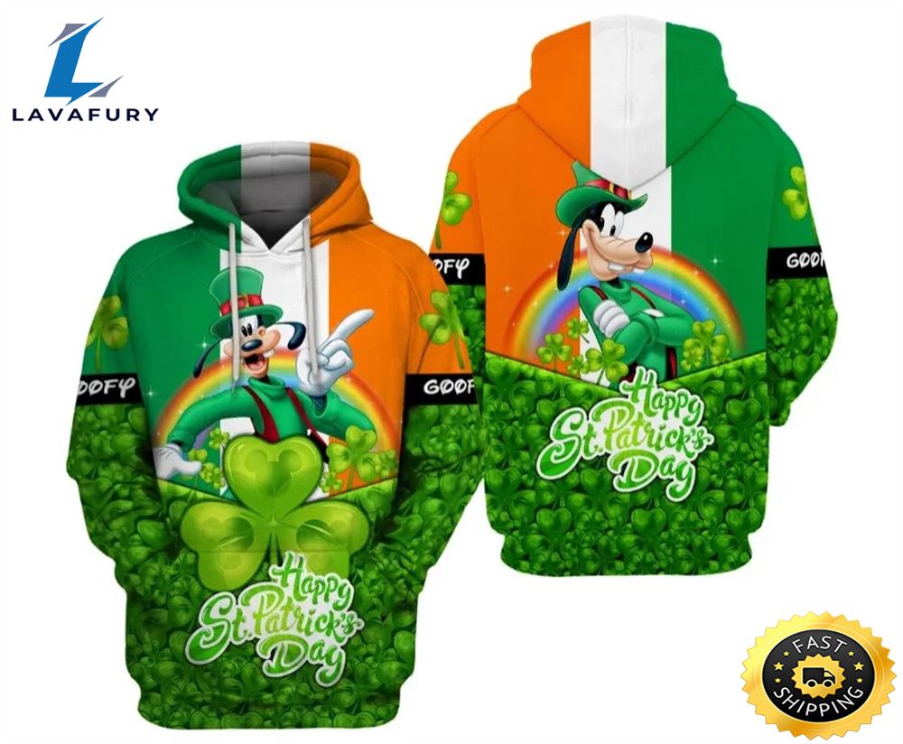 Goofy Happy St Patrick's Day Irish Shamrock Rainbow 3d Hoodie