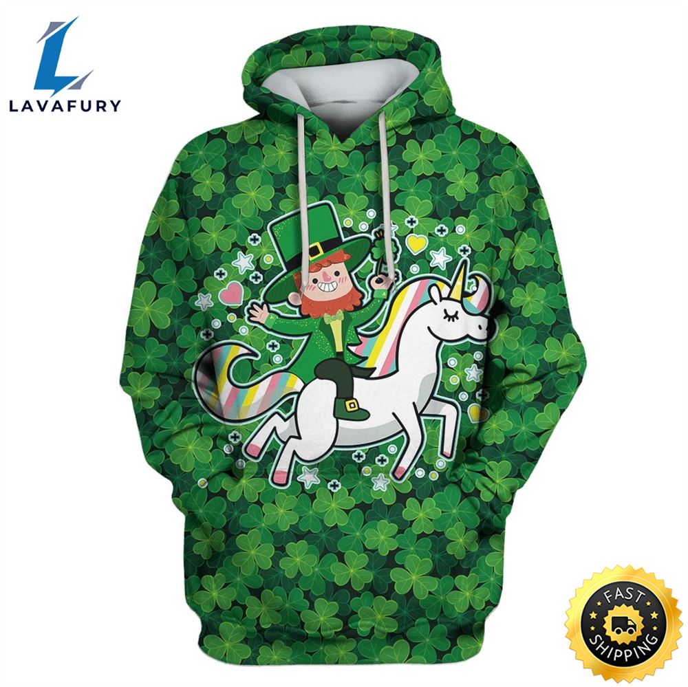Green Man Riding Unicorn Custom T-Shirt - Hoodies Apparel