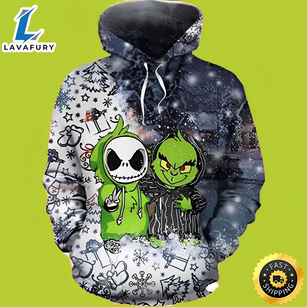 Grinch And Jack Skellington Funny Christmas Hoodies The Grinch Hoodie