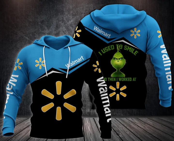 Grinch I Used To Smile And Then I Worked At Walmart Logo All Over Print Hoodie