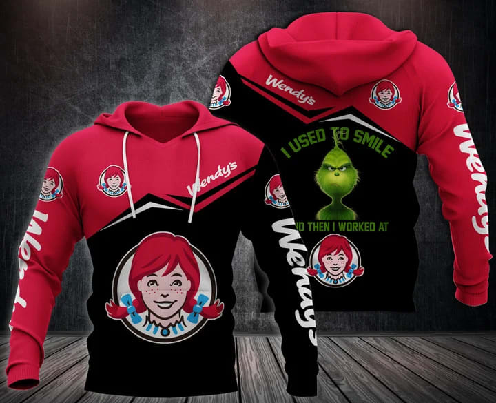 Grinch I Used To Smile And Then I Worked At Wendy's Logo All Over Print Hoodie
