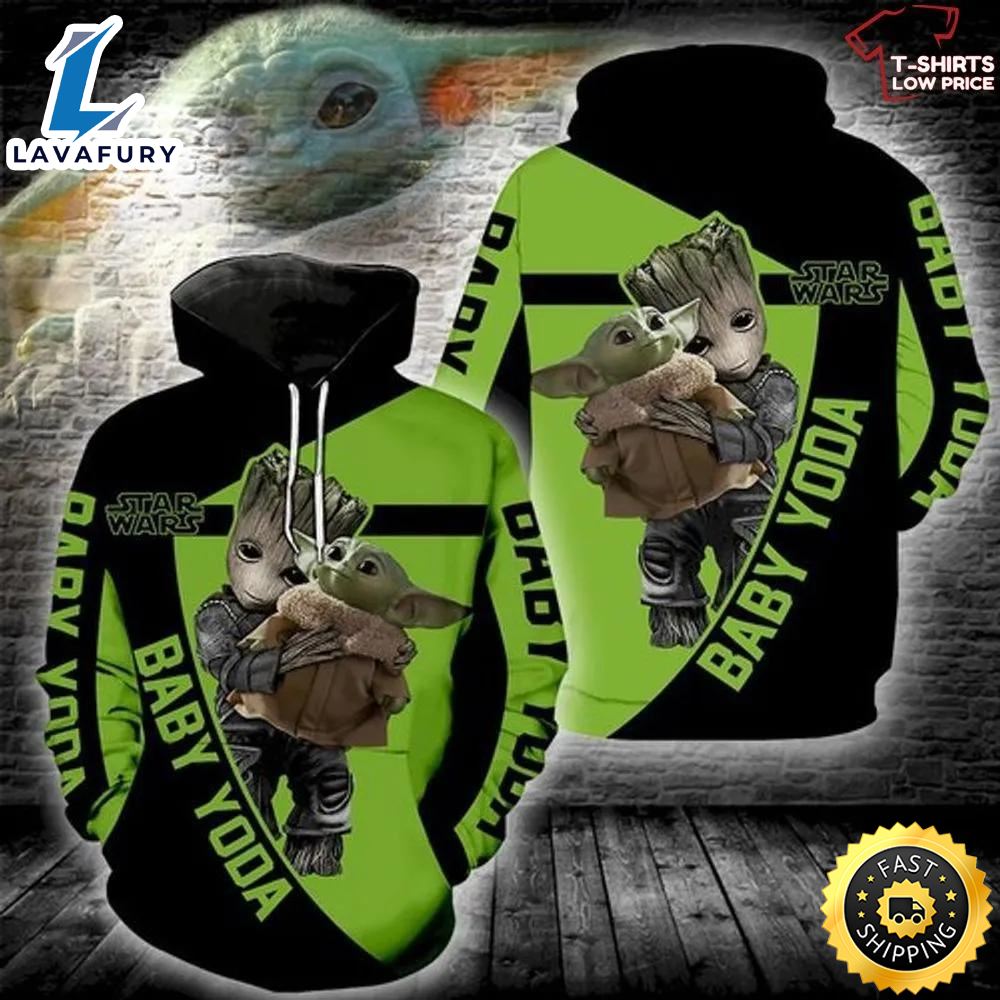 Groot Baby Yoda Star Wars 3d Hoodie For Men And