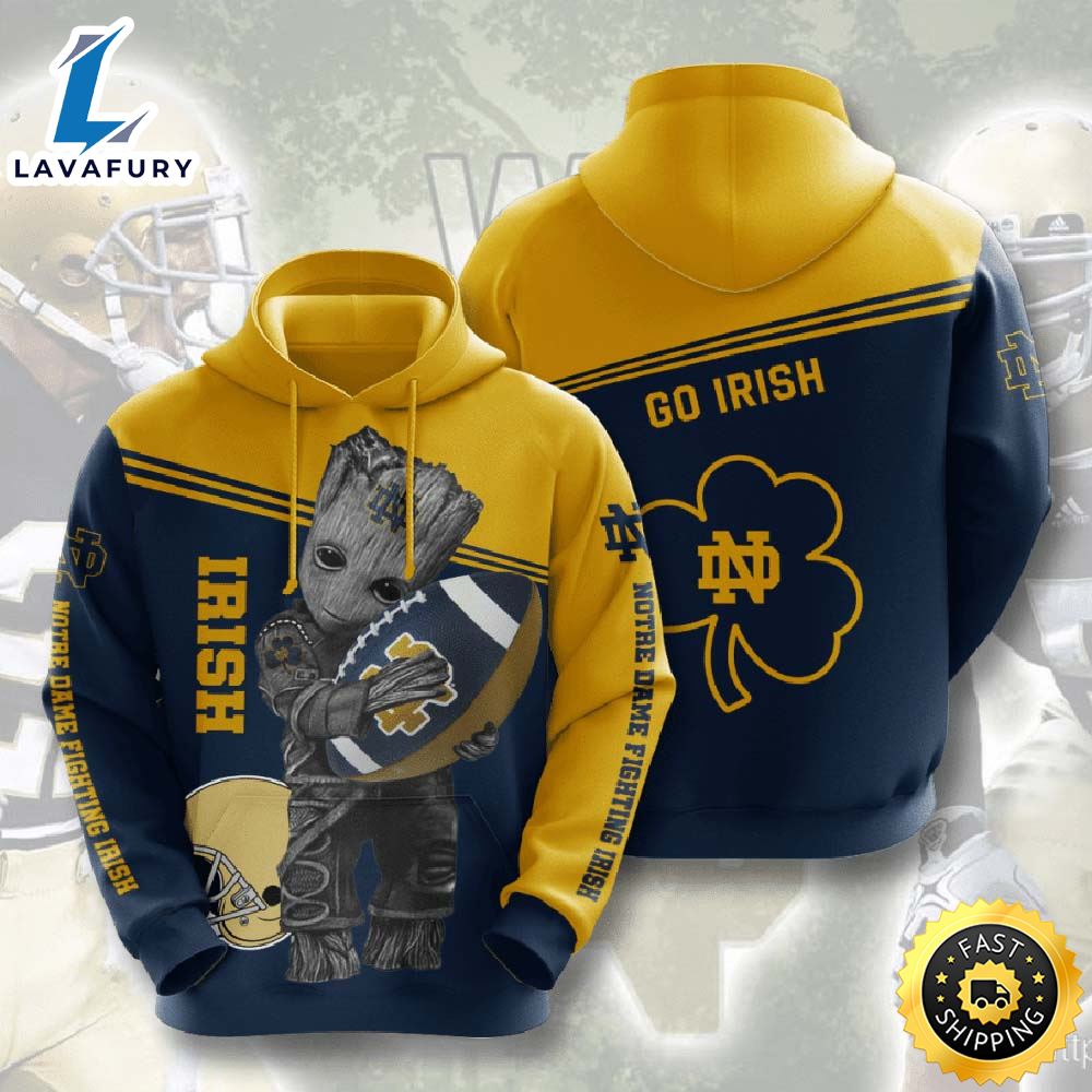 Groot Hold Notre Dame Fighting Irish 3d Hoodie For Men For