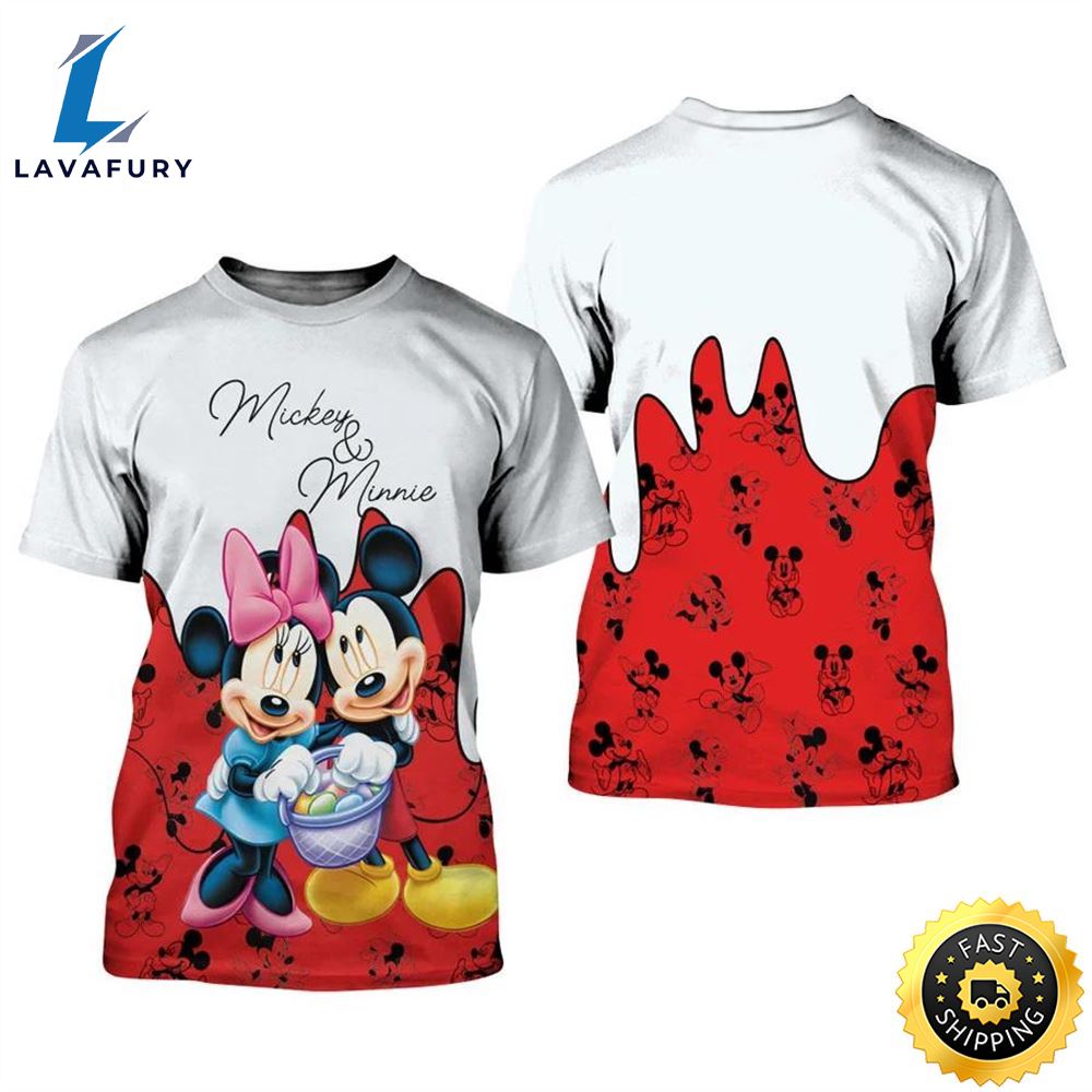 Happy Valentine's Day Mickey And Minnie Mouse Couple Tshirt 3D Printed