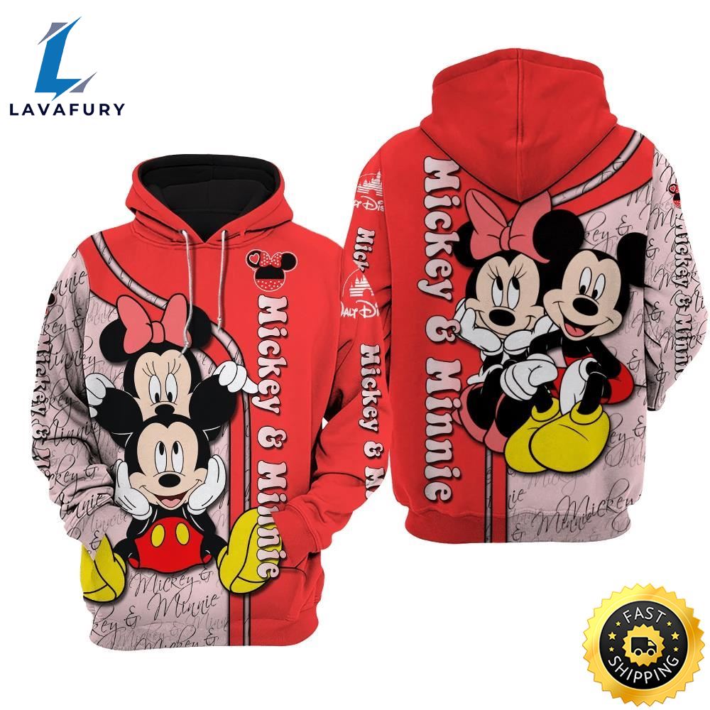 Happy Valentine's Day Mouse Ears Couple Mickey And Minnie Hoodie 3D Printed