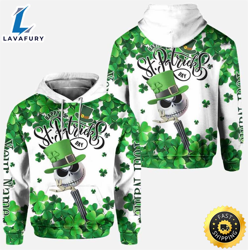 Happy St Patrick's Day Jack Skellington Nightmare Before Xmas 3d Hoodie