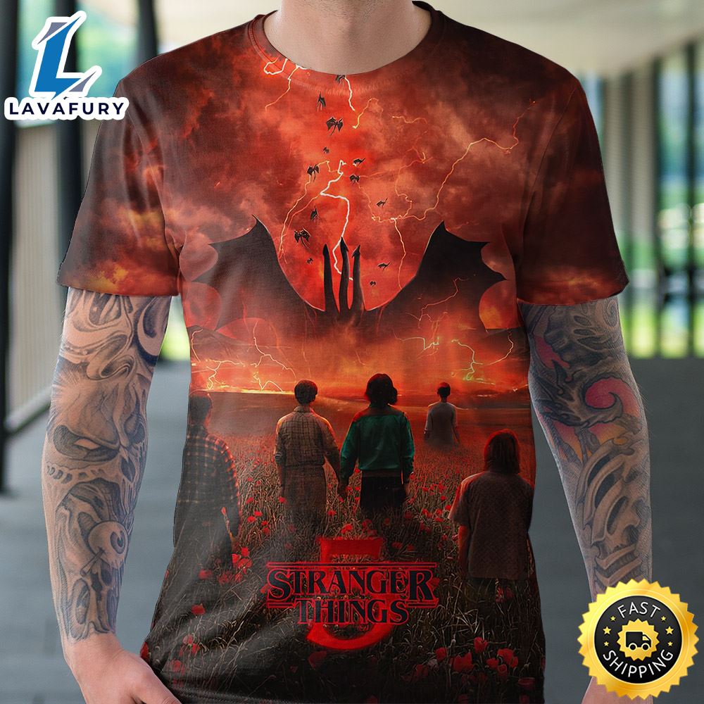 Hawkins Will Fall Stranger Things Season 5 Poster 2024 T-shirt All Over Print Shirt