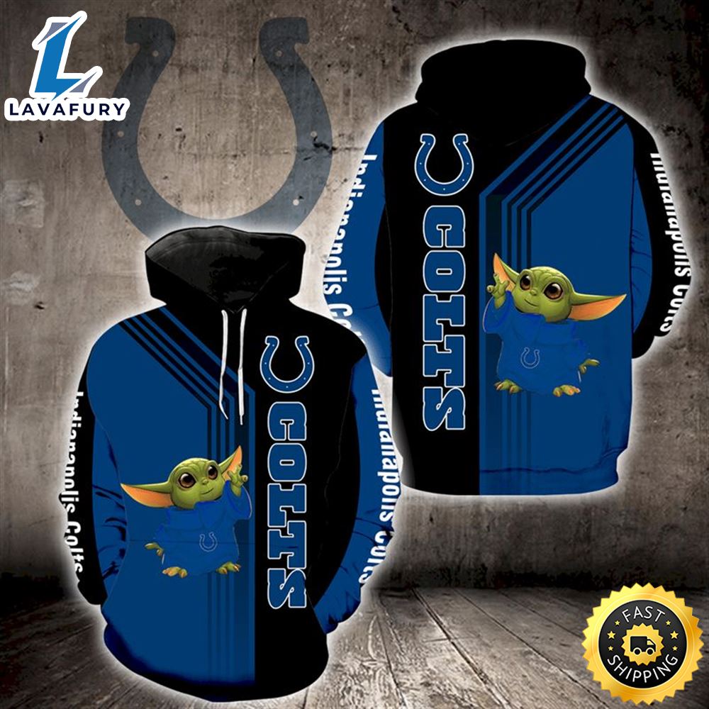 Indianapolis Colts Baby Yoda Lovers 3d Hoodie All Over Printed