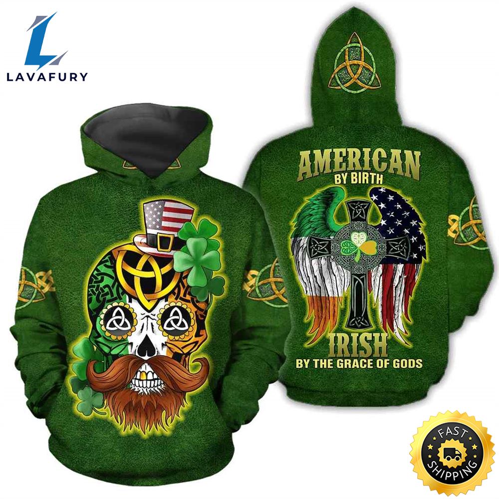 Irish- American Skull St Patrick Day 3d Hoodie