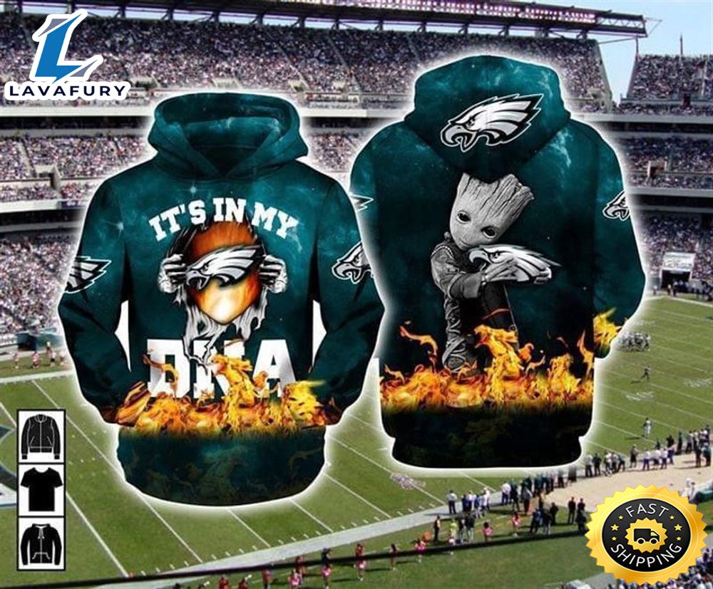 Its My Dna Philadelphia Eagles Groot 3d Hoodie All Over Printed