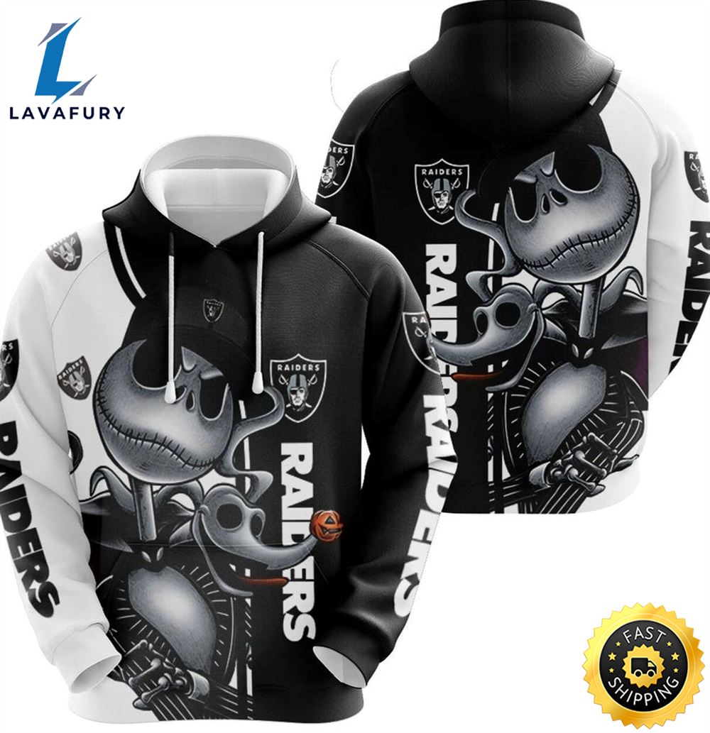 Jack Skellington Las Vegas Raiders 3d Hoodie Super Bowl 3d Pullover Hoodie