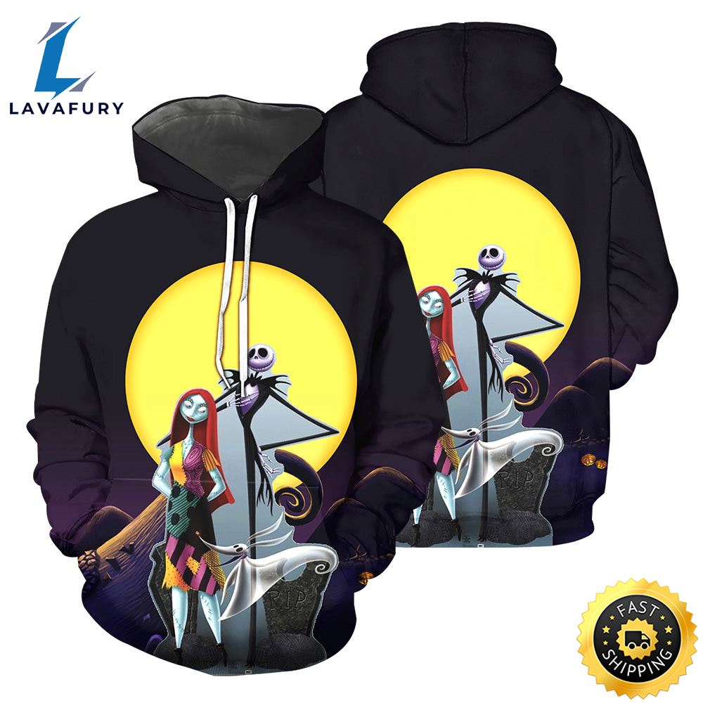 Jack Skellington & Sally Hoodie 3D All Over Printed Shirts For Men And
